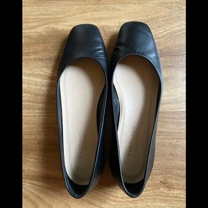 Square Toe Black Leather Everlane Ballet Flats